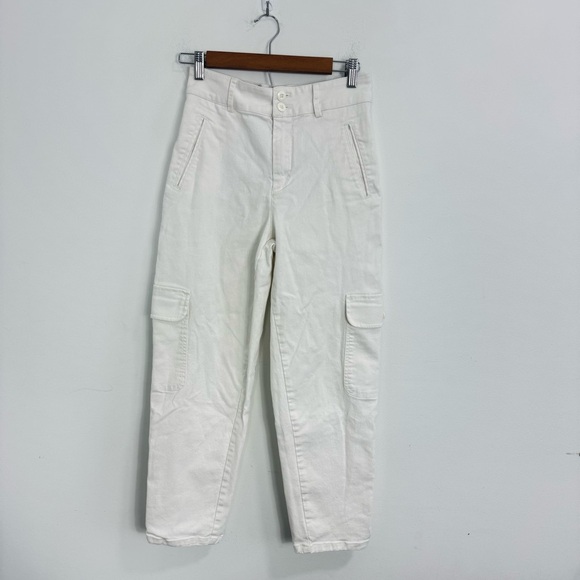 Quince Women’s White Cargo Pants | High Rise Utility Style | Size 26 - Picture 2 of 15
